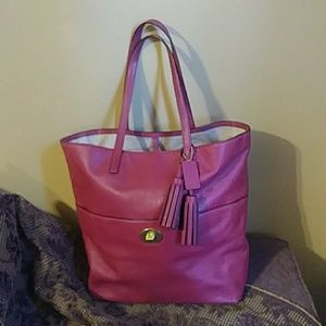 Coach Legacy Turn Lock Tote in dark pink